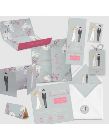 Pack Faire-part Mariage Marque Page...