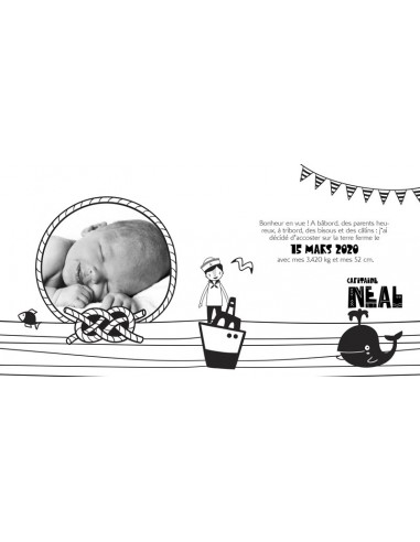 Pack Faire-part Naissance Marin -...
