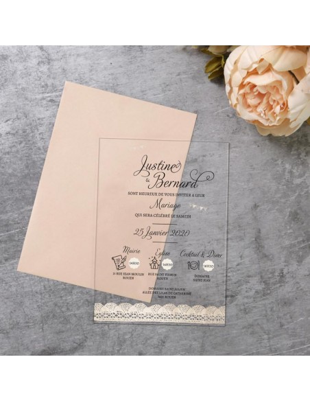 Faire Part Mariage En Relief Avec Enveloppe - Faire-P