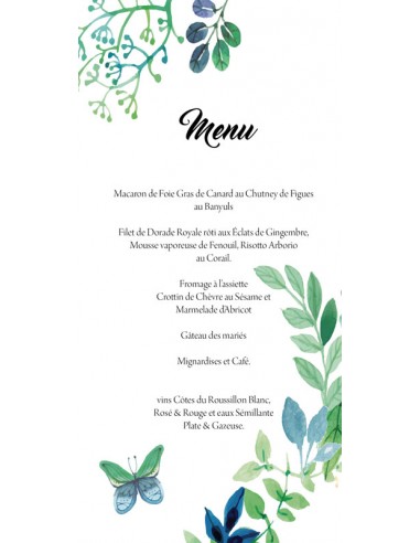 Menu Mariage Aquerelle Champêtre Menu Mariage Aquerelle Champêtre