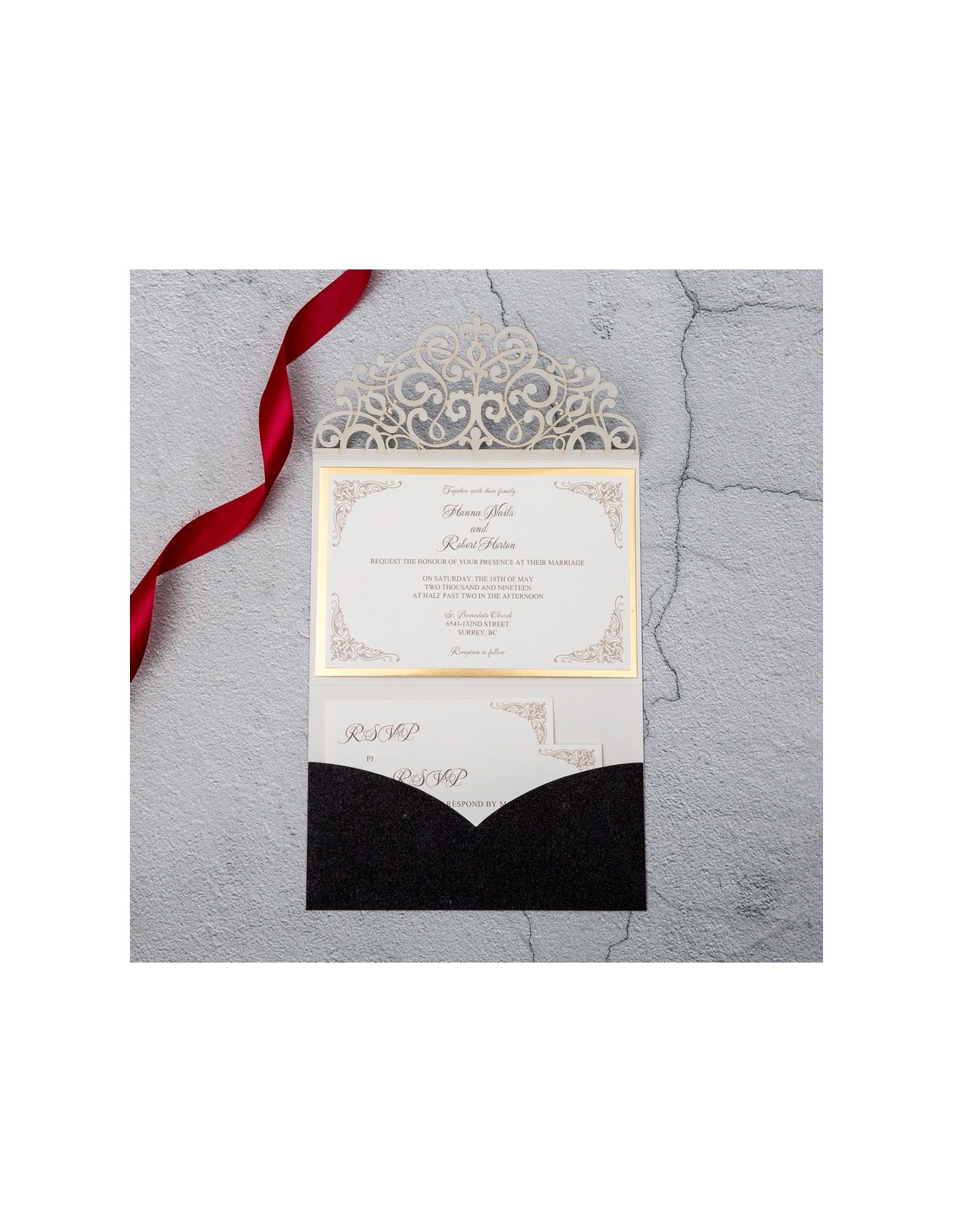 Faire-part Mariage Pocketfolder avec plusieurs cartons sur mesure