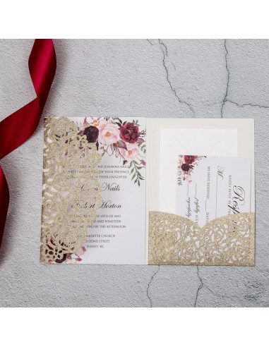 Faire-Part Mariage Pocketfolder Roses...