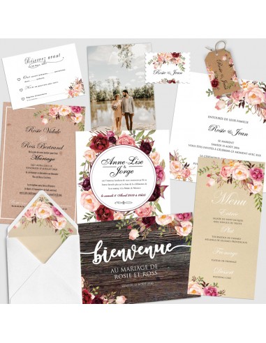 Pack Faire-part Mariage Roses...