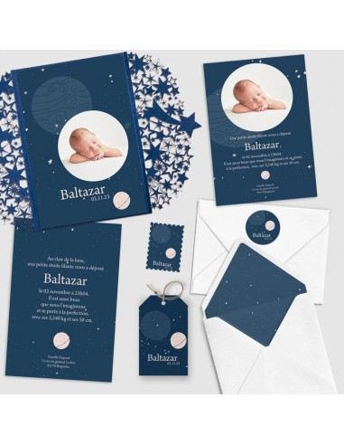 Pack Faire-part Naissance étoiles -...
