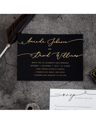 Faire-part Mariage Dorure Calligraphie