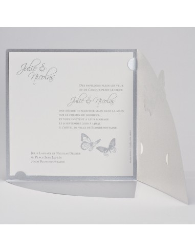 Pack Faire-part carré Mariage argenté...