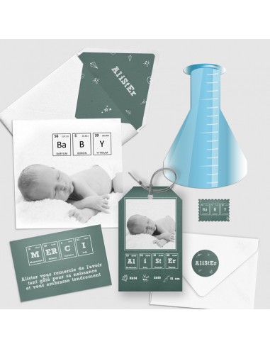 Pack Faire-part Naissance Science -...
