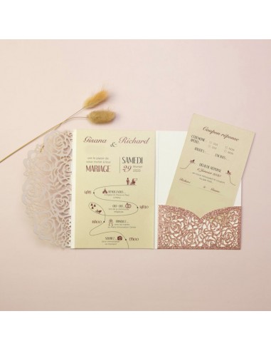 Faire-Part Mariage Pocketfolder Roses...