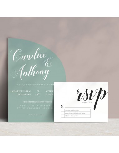 Faire-part Mariage Arche Pastel -...