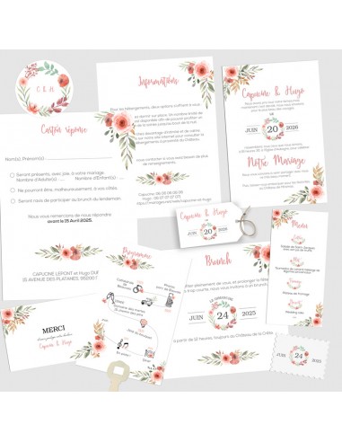 Pack Faire-part Mariage Fleurs des...