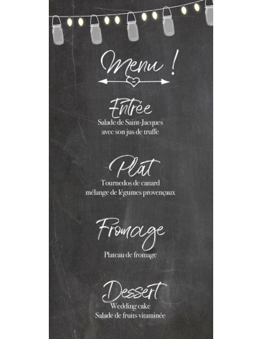 Pack Menu Mariage Ardoise Vintage -...