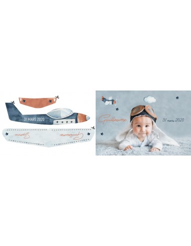 Pack Faire-part Naissance Avion -...