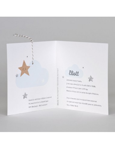 Pack Faire-Part Naissance nuage bleu...