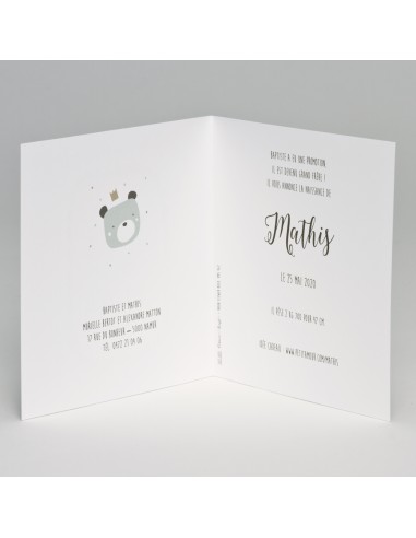 Pack Faire-part Naissance ourson garçon