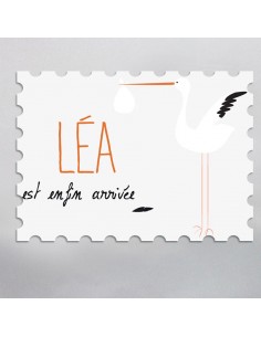 Timbre Naissance Cigogne - Léa