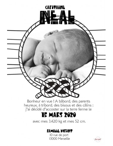 Faire-Part Naissance Magnet Marin -...