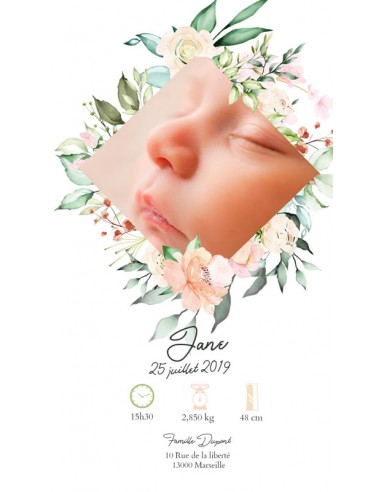 Faire-Part Naissance Magnet floral-...