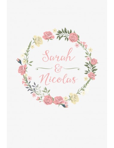 Timbre Mariage Couronne de fleurs -...