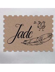 Timbre Naissance Plume - Jade