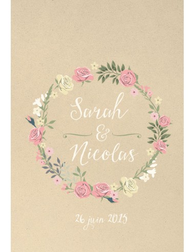 Etiquette Mariage couronne de fleurs...