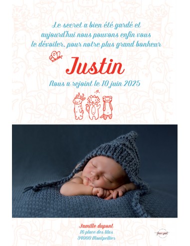 Faire-Part Naissance Magnet animaux-...