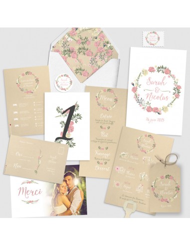 Etiquette Mariage couronne de fleurs...