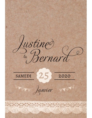 Etiquette Mariage dentelle kraft -...