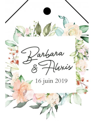 Etiquette Mariage losange floral -...