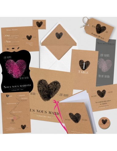 Pack Faire-part Mariage Empreinte -...