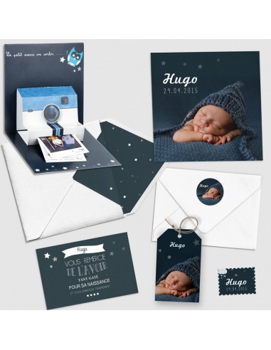 Étiquette naissance Nuit étoilée - Enzo