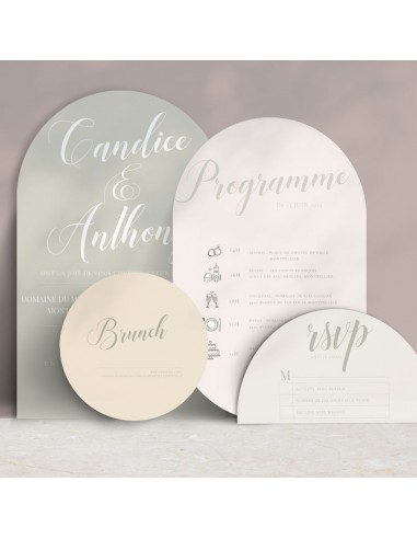 Faire-part Mariage Arche Pastel -...
