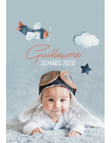Étiquette naissance Avion - Guillaume