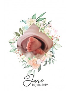 Étiquette naissance floral... 2
