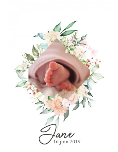 Étiquette naissance floral - Jane