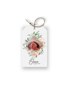 Étiquette naissance floral...