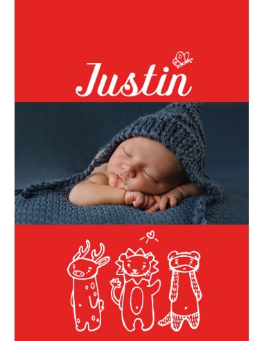 Étiquette naissance Animaux - Justin