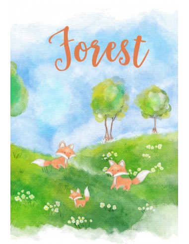 Étiquette naissance Forêt renards -...
