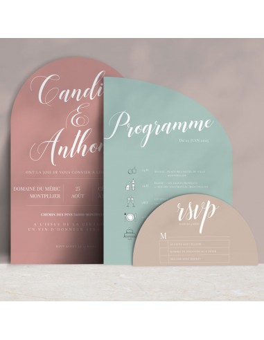 Faire-part Mariage Arche Pastel -...