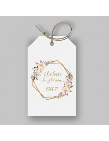 Pack Étiquette mariage fleurs roses -...