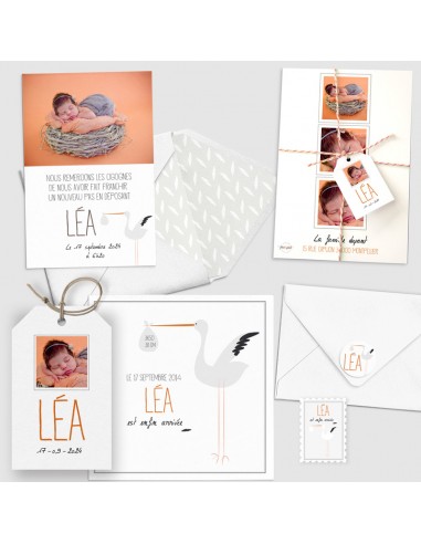 Pack Faire-part Naissance Cigogne -...