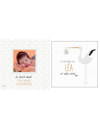 Pack Faire-part Naissance Cigogne -...