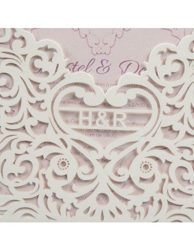 Faire-part Mariage Dentelle et Coeur...