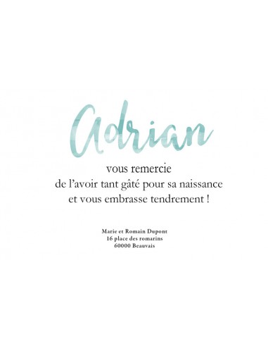 Remerciements Naissance liberty - Adrian