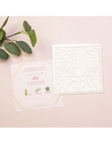Faire-part Mariage dentelle Arbre -...