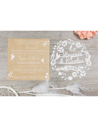 Faire-Part Mariage Broderie Papier...