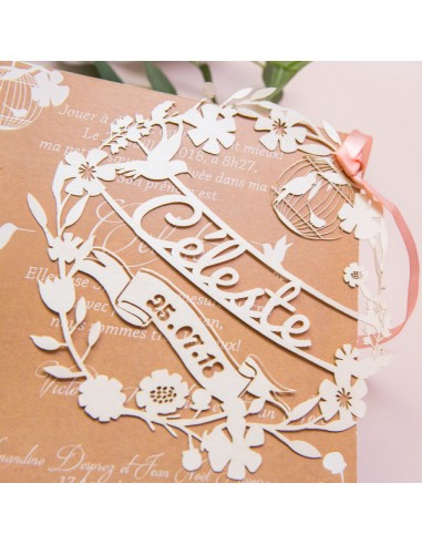 Faire-Part Naissance Broderie Papier...