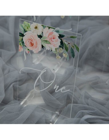 Numéro ou nom de table en plexi Floral