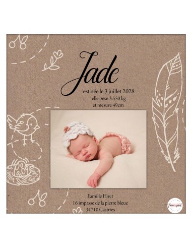 Faire-part Naissance plume -...