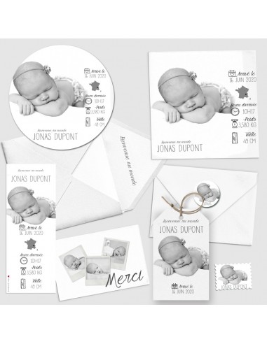 Faire-part Naissance Pictogrammes -...