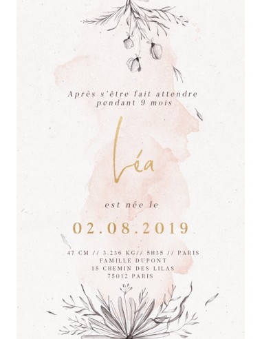 Faire-part Naissance aquarelle -...